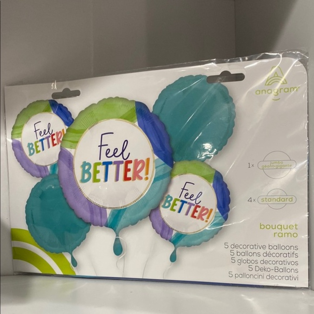 Feel Better Balloon Bouquet - Blue, Green, Purple